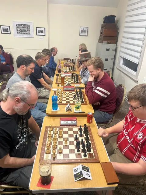Looking down the line of boards from board 2